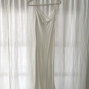 Zara maxi white silk slip dress